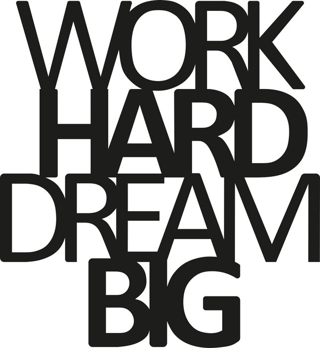 Wallity Work Hard Dream Big Escultura de pared de metal Negra Wallity Work Hard Dream Big Escultura de pared de metal Negra